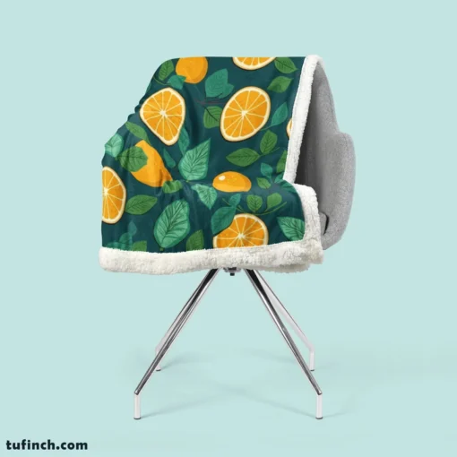 Orange Sliced Fruit Design Sherpa Fleece Blanket 2