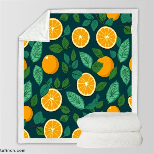 Orange Sliced Fruit Design Sherpa Fleece Blanket