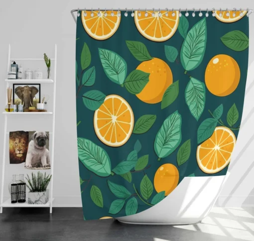 Orange Sliced Fruit Design Shower Curtain