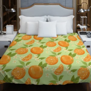 Orange Sliced Orange Plum Duvet Cover