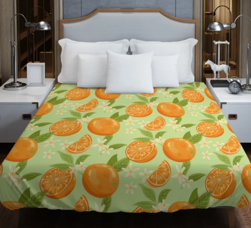 Orange Sliced Orange Plum Duvet Cover