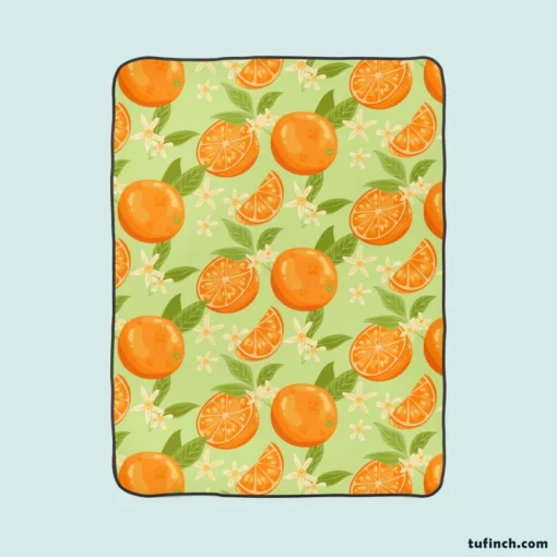 Orange Sliced Orange Plum Fleece Blanket 1