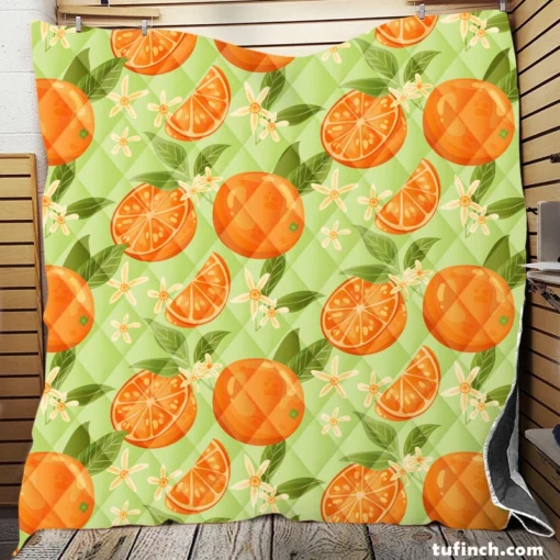 Orange Sliced Orange Plum Quilt Blanket