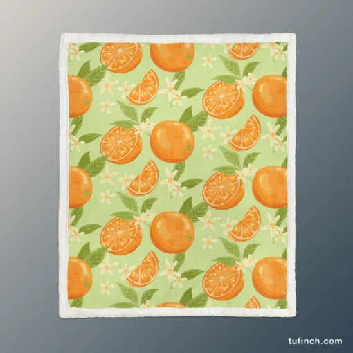 Orange Sliced Orange Plum Sherpa Fleece Blanket 1