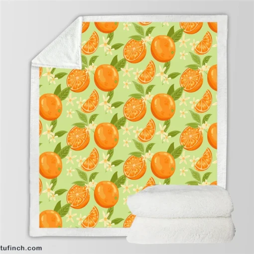 Orange Sliced Orange Plum Sherpa Fleece Blanket