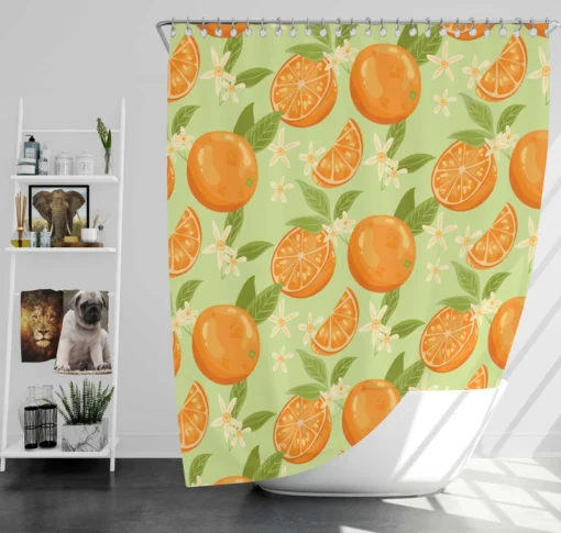 Orange Sliced Orange Plum Shower Curtain