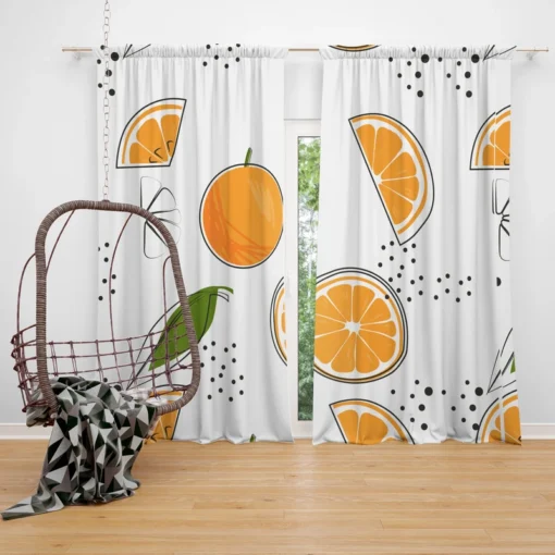 Orange Sliced Pattern Curtain