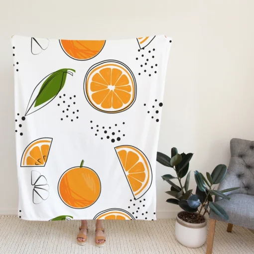 Orange Sliced Pattern Fleece Blanket