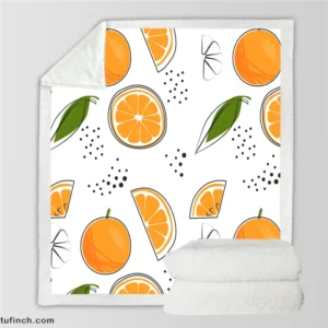 Orange Sliced Pattern Sherpa Fleece Blanket