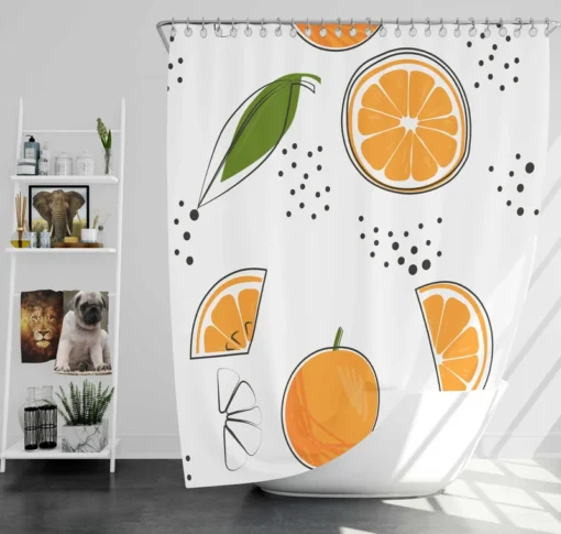 Orange Sliced Pattern Shower Curtain