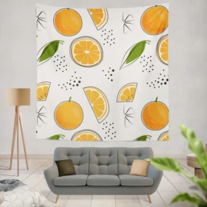 Orange Sliced Pattern Wall Tapestry