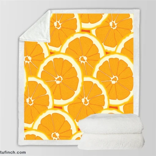 Orange Slices Pattern Sherpa Fleece Blanket