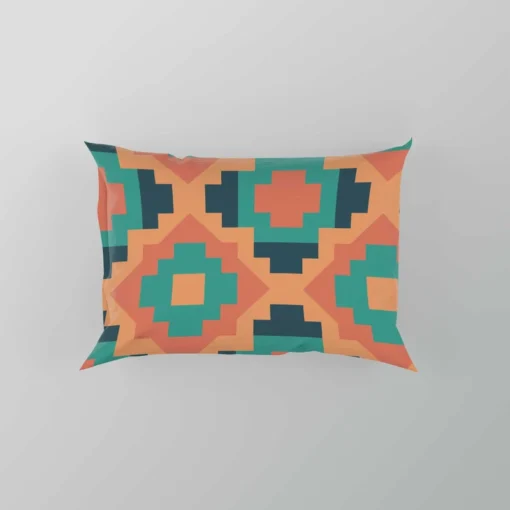 Orange Teal Green Geometrics Argyle Tribal Pillow Case