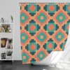 Orange Teal Green Geometrics Argyle Tribal Shower Curtain