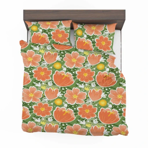 Orange Tulips Floral Pattern Bedding Set 2