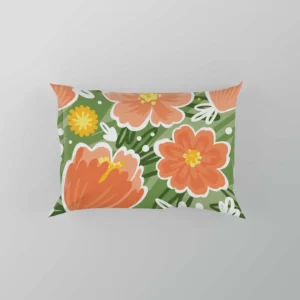 Orange Tulips Floral Pattern Pillow Case