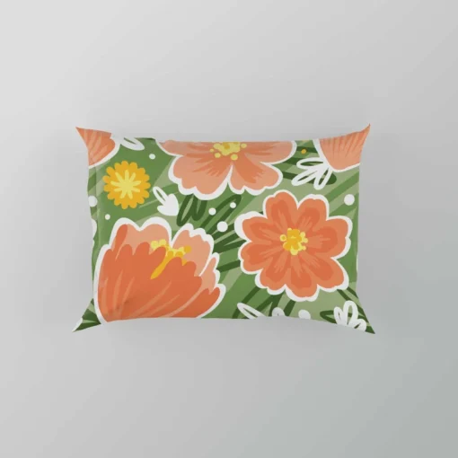 Orange Tulips Floral Pattern Pillow Case