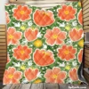 Orange Tulips Floral Pattern Quilt Blanket