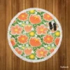 Orange Tulips Floral Pattern Round Beach Towel