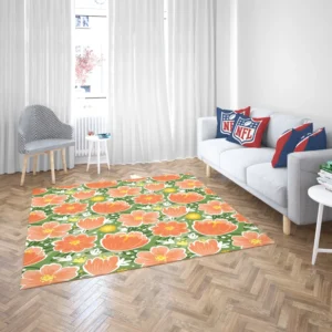 Orange Tulips Floral Pattern Rug 2