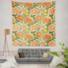 Orange Tulips Floral Pattern Wall Tapestry