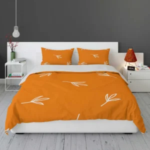 Orange White Leave Design Bedding Set 1