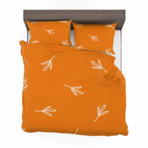 Orange White Leave Design Bedding Set 2