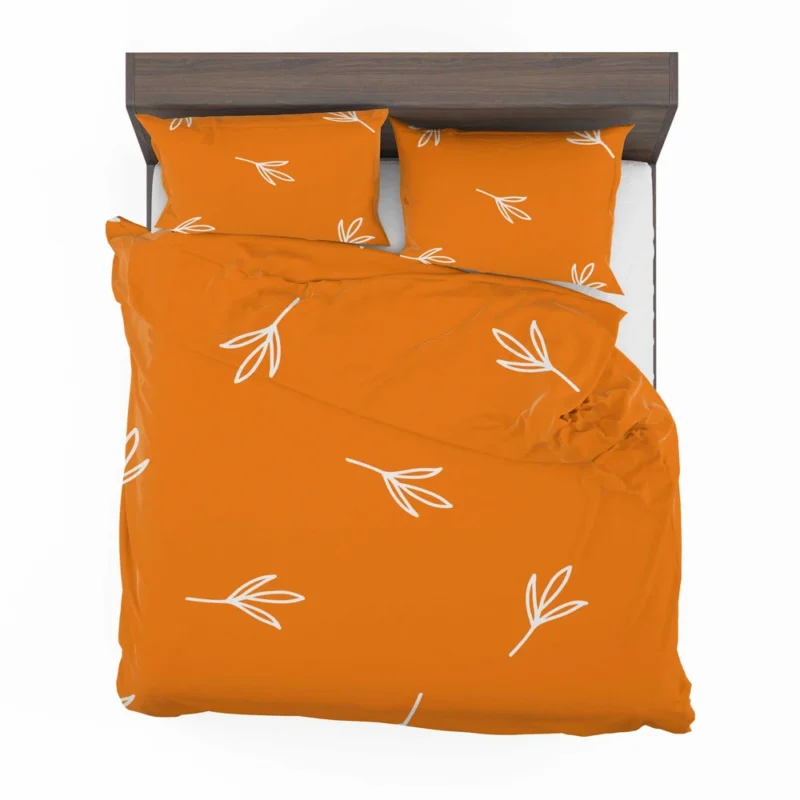 Orange White Leave Design Bedding Set 2