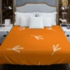 Orange White Leave Design Duvet Cover