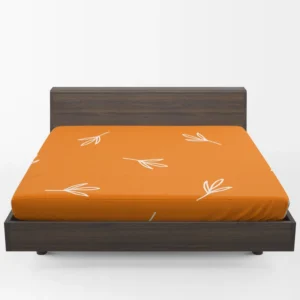 Orange White Leave Design Fitted Sheet 1