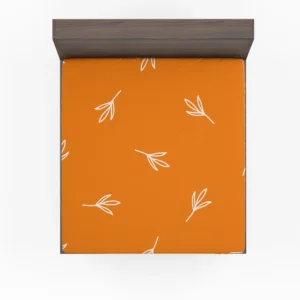 Orange White Leave Design Fitted Sheet