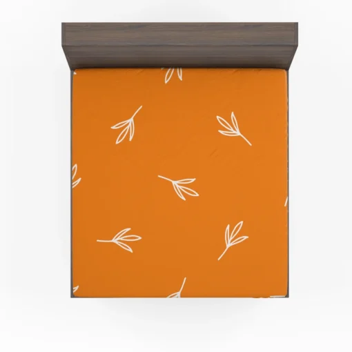 Orange White Leave Design Fitted Sheet