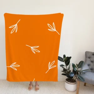 Orange White Leave Design Fleece Blanket