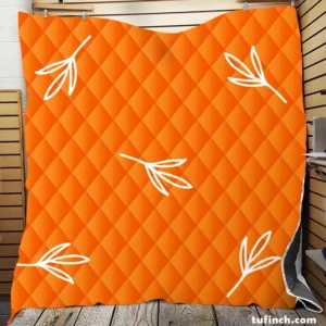 Orange White Leave Design Quilt Blanket