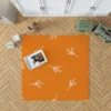 Orange White Leave Design Rug