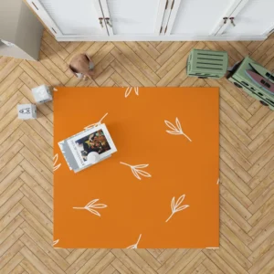 Orange White Leave Design Rug