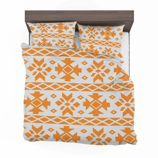 Orange White Songket Ethnic Bedding Set 2