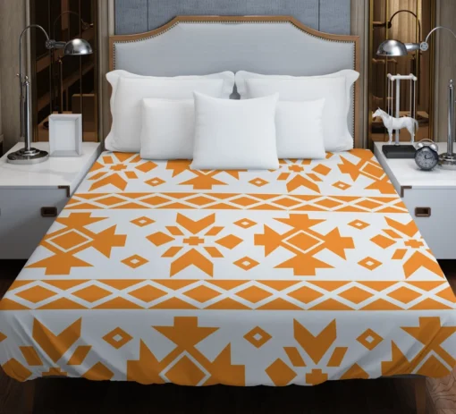 Orange White Songket Ethnic Duvet Cover