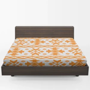 Orange White Songket Ethnic Fitted Sheet 1