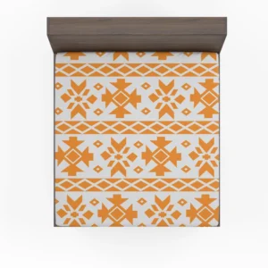 Orange White Songket Ethnic Fitted Sheet