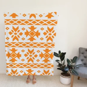 Orange White Songket Ethnic Fleece Blanket