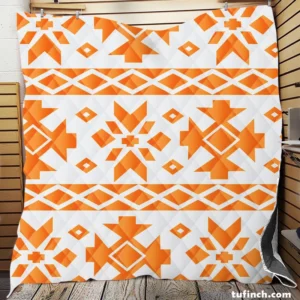 Orange White Songket Ethnic Quilt Blanket