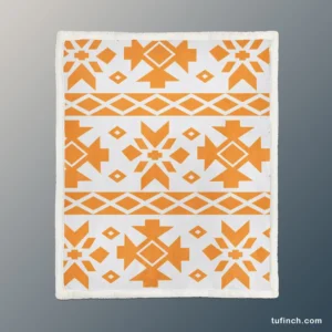 Orange White Songket Ethnic Sherpa Fleece Blanket 1