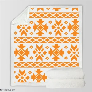 Orange White Songket Ethnic Sherpa Fleece Blanket