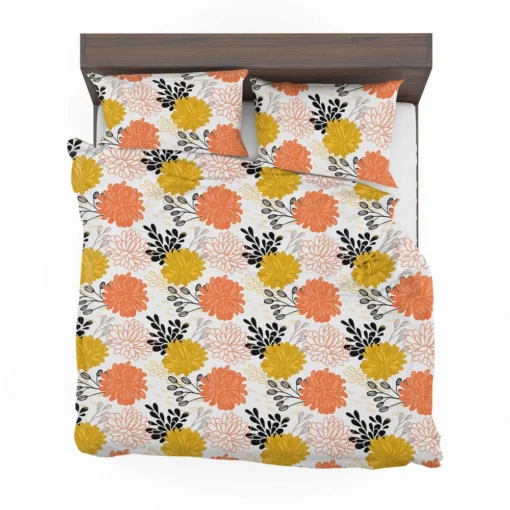 Orange Yellow Floral Pattern Bedding Set 2