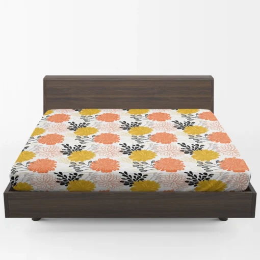 Orange Yellow Floral Pattern Fitted Sheet 1