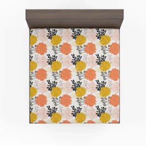 Orange Yellow Floral Pattern Fitted Sheet