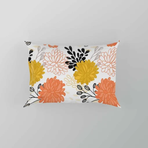 Orange Yellow Floral Pattern Pillow Case