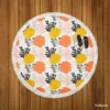 Orange Yellow Floral Pattern Round Beach Towel