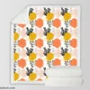 Orange Yellow Floral Pattern Sherpa Fleece Blanket